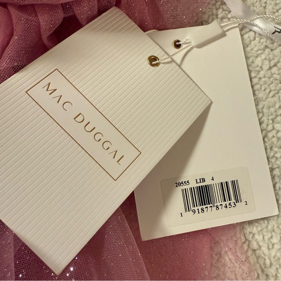 MAC DUGGAL Strapless Glitter Tulle Gown Sparkle Maxi Dress Pink Formal prom - Picture 16 of 17